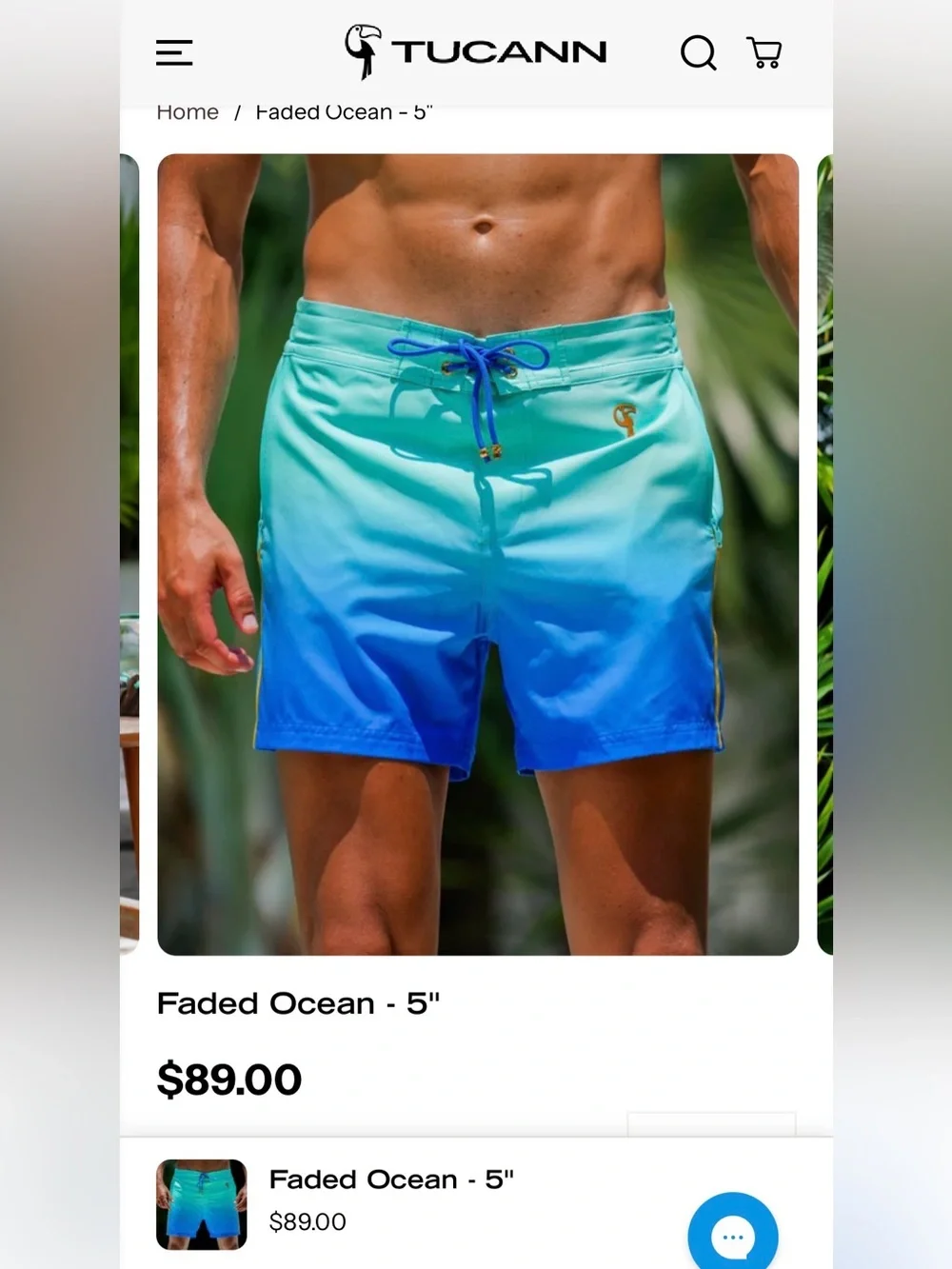 Tucann Mens Swim Shorts XL Faded Ocean Blue Ombre Trunks Compression Liner NWT